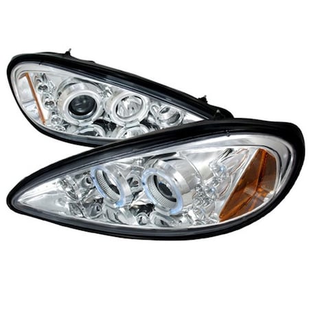 Overtime Halo LED Projector Headlights for 99 to 05 Pontiac Grand Am, Chrome - 10 x 21 x 25 in. OV2654184